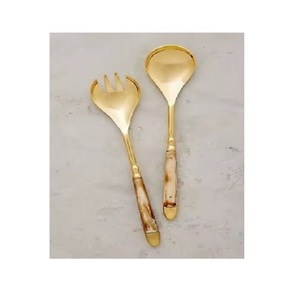 Nouveau design Cuillère de service à salade en cuivre Serveur à salade en argent Ensemble de couverts en acier miroir Ensemble de couverts solides polonais fabriqués à la main - Product Image 5