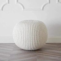 Pouf rond ottoman en tricot torsadé, fait main, style bohème, pour appartement, maison de campagne, repose-pieds, salon, chambre d'enfant, hôtel (18" x 14")
