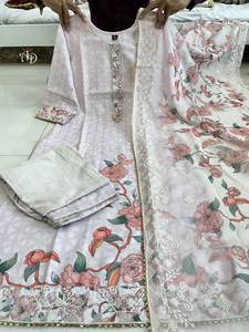 Estilo del Sur Lino puro Bordado a mano Aspecto simple y elegante Color brillante 3/4 Patrón de manga Hasta la rodilla Kurti con talla grande - Product Image 5