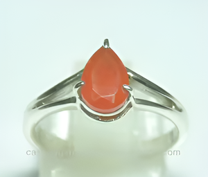 Anillo de moda de Plata de Ley 925 para hombres y mujeres, piedra preciosa cornalina cortada con pera, ocasión de boda para regalo o fiesta - Product Image 1