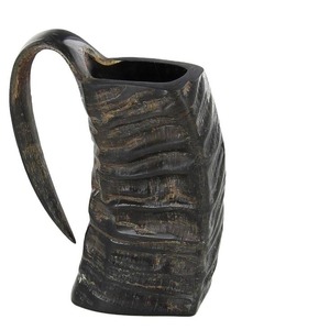Chope à vin en corne viking artisanale, finition antique, corne naturelle, tasse écologique à prix abordable - Product Image 1