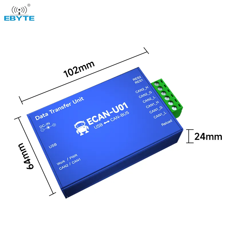 EBYTE OEM/ODM ECAN-U01 Free sample high performance 8-28v DC 2-way CAN interface usb to can bus converter