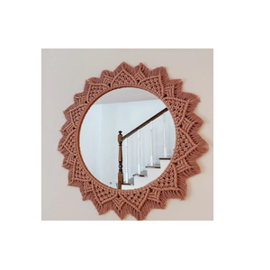 Modern Luxury <b>Round</b> Art Macrame <b>Mirror</b> Home Decorative <b>Hanging</b> Wall for Bedroom and Bathroom Indian Wedding Supplies - Product Image 1