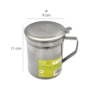 Stainless Steel Fish Fat Tray, 0.5 Liters. With Strainer and Lid - Product Image 2
