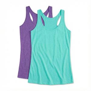 เสื้อกล้ามทรงรacerback คุณภาพสูงสำหรับผู้หญิง ผ้าผสมคอตตอนสีเฮเธอร์ แบบเรียบ สำหรับออกกำลังกาย โยคะ ทรงเข้ารูป ไม่มีแขน - Product Image 2