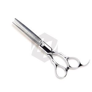 Ciseaux à effiler de qualité supérieure 5,5 pouces, finition polie miroir, bord tranchant durable, ciseaux à effiler pour barbier avec repose-doigts argenté - Product Image 1