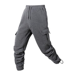 Pantalon de jogging taille haute à motif droit en velours côtelé pour homme, respirant et écologique, avec cordon de serrage ample et multi-poches - Product Image 3