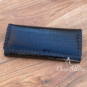 New Customized Women's Anti-theft RFID Blocking Black Crocodile Pattern Genuine Leather Slim <b>Card</b> <b>Holder</b> with Long Phone <b>Wallets</b> - Product Image 1