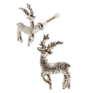 Poignées d'animaux en fonte de renne argenté de style industriel pour tiroir de commode-Installation facile Chambre à coucher Salon - Product Image 2