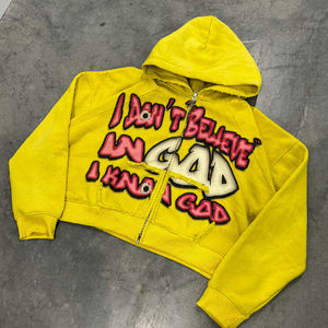 Custom Zip up DTG Impresión de logotipo Invertida Stich Vintage Distress Sun Faded Raglan Sleeves Acid Wash Distress Hoodie - Product Image 2