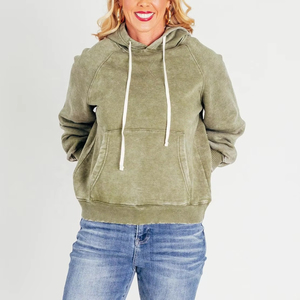 Sudadera con capucha holgada de lona ecológica de gran tamaño para mujer de invierno con estilo de nuevo diseño con logotipo frontal al por mayor - Product Image 4
