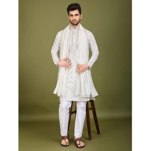 El último nuevo diseño de ropa de boda bordada Kurta con la colección Dupatta Color pastel disponible por Maruti Fashion - Product Image 1