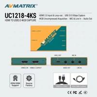 AVMATRIX UC1218-4KS Caja de Captura HDMI 2.0 a USB 3.0, 4K30 Sin Comprimir, 1080p240Hz, Salida en Bucle para Juegos, Transmisión en Vivo y Broadcast
