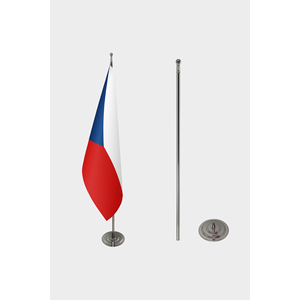 Drapeau de table officiel tchèque, style fanion, avec mât en aluminium, en soie, polyester et plastique, pour affichage numérique éducatif - Product Image 2