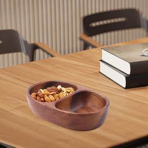 Solid Wood Serving Tray Compartments Salad Bowl Serving Trays Oval Platters for Party Breakfast Decorative Food <b>Small</b> Trays - Product Image 2