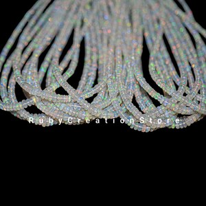 Chaîne de perles d'opale éthiopienne 100% naturelle, perles rondes de feu pour la fabrication de bijoux, fournitures de perlage - Product Image 3