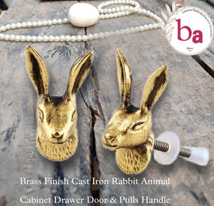 Acabado de latón Industrial hierro fundido conejo Animal gabinete cajón puerta tiradores manija armario tocador dormitorio sala de estar Cocina - Product Image 2
