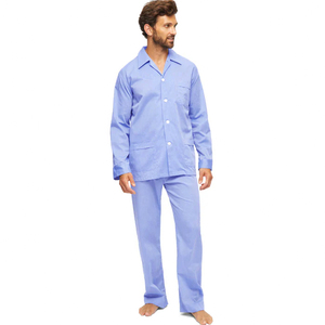 Ensemble de pyjama 100% coton pour homme Vente en gros de vêtements de nuit en satin de qualité Ensemble deux pièces pour la maison-Taille XL - Product Image 4