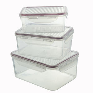 Ensemble de rangement pour réfrigérateur 3 pièces en plastique hermétique sans BPA, récipients de stockage carrés pour garde-manger de cuisine, en plastique pour aliments frais, déjeuner - Product Image 2