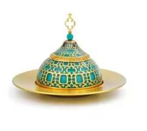 Premium Arabic Gold <b>Lid</b> Stainless Steel <b>Wood</b> Lead Free Durable Dates Serving Bowl Modern Luxury Design Customized Color Ramadan - Product Image 5