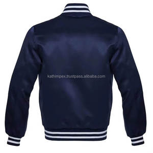 Ready Stock Navy Baseball Satin Vintage Eco-Friendly Handmade Breathable Waterproof <b>Lightweight</b> Unisex Bomber <b>Jackets</b> for Casual - Product Image 2