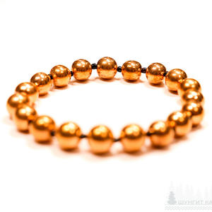 Pulsera de Shungita con 19 cuentas redondas chapadas en cobre de 0.32 pulgadas (8 mm) con cuentas negras sobre banda elástica, talla 16-17 - Product Image 3