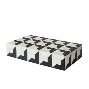 Cajas decorativas de hueso en blanco y negro con tapa Cajas decorativas de tendencia de madera Organizador al por mayor en blanco y negro disponible - Product Image 5