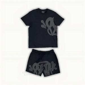 À la mode hommes été personnalisé lettre confortable respirant col rond T-shirt short ensemble extérieur décontracté deux pièces ensemble - Product Image 2