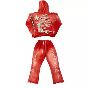 2025 pantalones acampanados estampados de alta calidad al por mayor pantalones de chándal en blanco desteñidos al sol pantalones de chándal de algodón pesados sueltos personalizados - Product Image 6