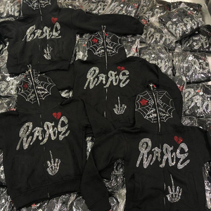 เสื้อฮู้ดโอเวอร์ไซส์ผ้าฝ้ายฝรั่งเศส100% ขายดีในฤดูหนาวมีซิปปักโลโก้พองๆพิมพ์ลาย3D - Product Image 2