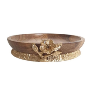 Bol de service alimentaire naturel au design antique avec accent floral, bol de service pour les fêtes de mariage et tout événement. - Product Image 1