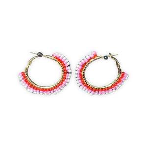 Boucles d'oreilles anneau perlé de perles de rocaille faites à la main en gros pour une partie et un usage quotidien Boucles d'oreilles élégantes en perles de conception personnalisée - Product Image 1