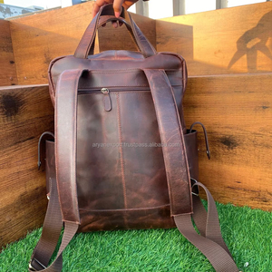 Back Pack Durable Casual <b>Travel</b> Genuine Leather Laptop Cowhide Leather Multiple Pockets Laptop Backpack - Product Image 5