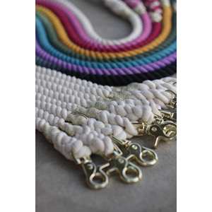 Laisse pour chien en coton 5FT Teal Blue Ombre Luxury Style avec motif solide Gold Hardware Fabriqué à la main avec décoration de rivet - Product Image 4