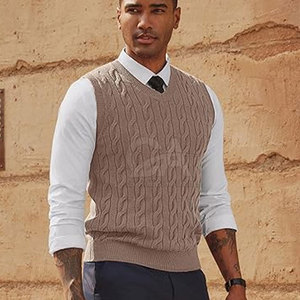 Logo personnalisé Pull sans manches pour hommes Pull en tricot doux Pull sans manches pour hommes personnalisé - Product Image 5