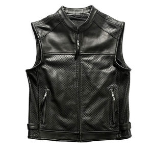 Gilet en cuir élégant respirant pour hommes gilet en cuir de Style personnalisé col montant gilet en cuir coupe-vent accepter le Service OEM - Product Image 1