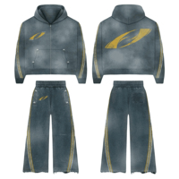 Conjunto de Chándal con Capucha Estampado de Diseño Personalizado con Lavado Ácido - Sudadera y Joggers de Maternidad Casuales de Dos Piezas Unisex Ecológicos para Exteriores