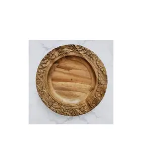 Wood charger plate with dishes plates dinnerware set porcelain for wedding and round shape and hot sale