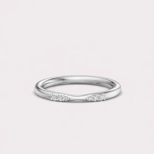 IGI Certified Round Brilliant Cut Diamond Curved Wedding Band with Cluster Setting in <b>Solid</b> 925 Sterling <b>Silver</b> - Product Image 1
