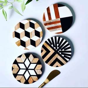 ถาดรองแก้วหินอ่อนฝังโลหะทำด้วยมือสำหรับเสื่อถ้วยชาและแผ่นรองแก้วหินอ่อนรูปทรงสี่เหลี่ยมสำหรับบ้านโรงแรมใช้ - Product Image 3