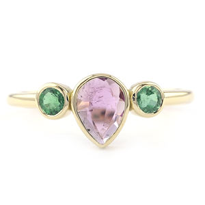 18K sólido amarillo oro pera rubí natural lado redondo Esmeralda anillo personalizado piedras preciosas anillo de oro mujer Joyería Al por mayor proveedor a granel - Product Image 1