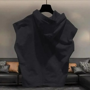 Camiseta sin mangas con capucha para hombre, novedad de verano, talla grande, Color sólido, suelta, combina con todo, chaleco, Tops, moda informal de calle, ropa para hombre - Product Image 6