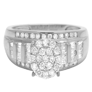 Anillo de compromiso de diamantes redondos y Baguette de moissanita helada chapada en oro, joyería de Hip Hop de lujo en plata 925, moda de boda - Product Image 1