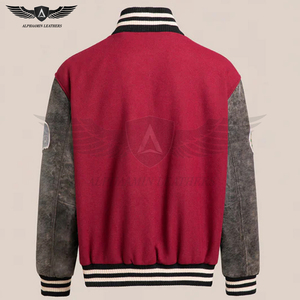 Moda desgaste hecho Pakistán OEM servicio mejor Material transpirable manga completa personalizado contraste Chenille Letterman chaqueta de invierno - Product Image 2