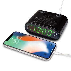 CR-630U Hiện Đại Nhựa Kỹ Thuật Số Đồng Hồ Báo Thức 0.6 "LED FM Đài Phát Thanh Kép USB Sạc 1A 2.1A Cho Bàn & Bàn - Product Image 1