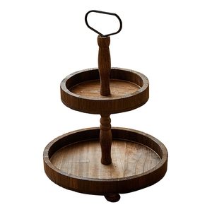 <b>Top</b> Trending Best Quality Solid Wood Two Tier <b>Cake</b> Stand Handmade Rustic Dessert Display for Weddings Parties & Home Decor - Product Image 4