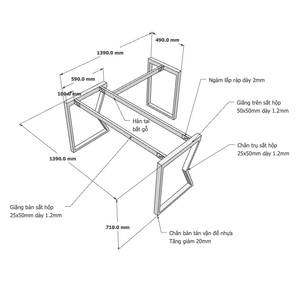 ขาโต๊ะรูปตัวแอลแบบมินิมอล MConcept Assembly System ขนาด 140x140 สำหรับโต๊ะรับประทานอาหาร ห้องครัว โรงพยาบาล โซฟา-ขาตู้โลหะ รุ่น HCMC009 - Product Image 2
