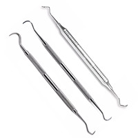 Set Alat Gigi Sickle Scaler 3 Buah, Instrumen Tangan Pro untuk Perawatan Periodontal, Alat Pembersih Manual dari Baja Tahan Karat, Instrumen Bedah Bersertifikasi CE