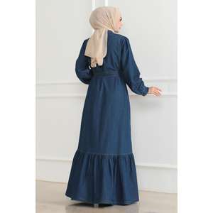 Vestido Vaquero Estilo Casual Azul Oscuro 19225 con Detalle de Volantes - Product Image 4