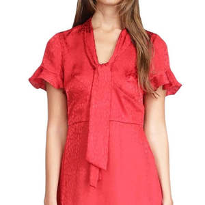 Robe à nouer plissée Cheeta à imprimé ton sur ton pour femme Michael Kors, taille L, rouge, taille naturelle, lavable - Product Image 2